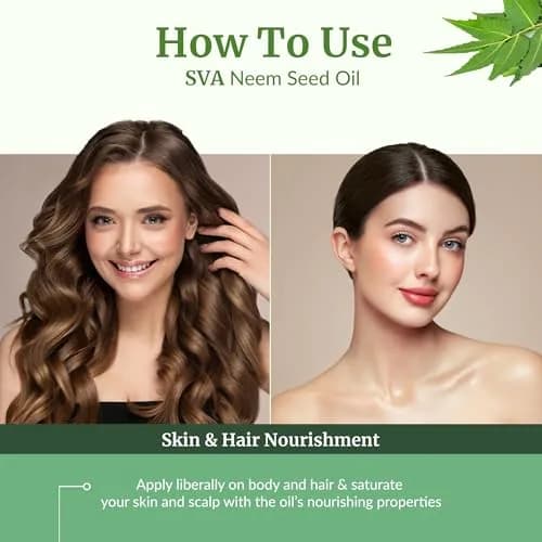 SVA ORGANICS Neem Seed Carrier Oil 118 ml (4 Fl Oz) | Cold Pressed for Hair & Skin thumbnail 5