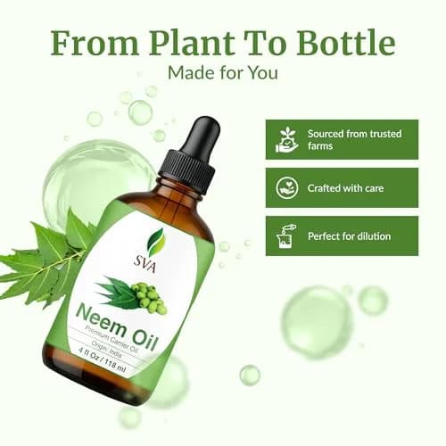 SVA ORGANICS Neem Seed Carrier Oil 118 ml (4 Fl Oz) | Cold Pressed for Hair & Skin thumbnail 4