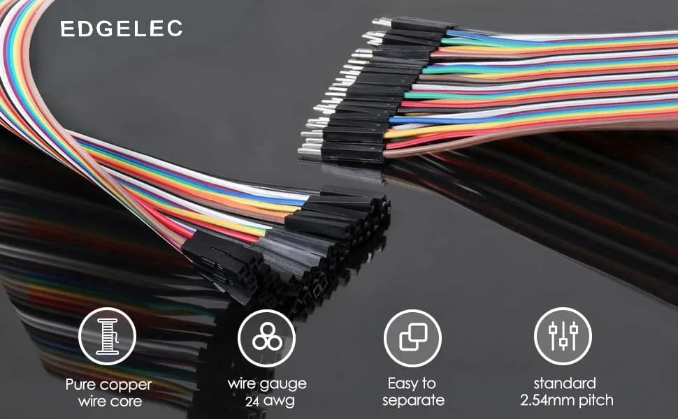 EDGELEC 120pcs Assorted 39.4 Inch Breadboard Jumper Wires Kit (F-F/M-M/M-F) thumbnail 2