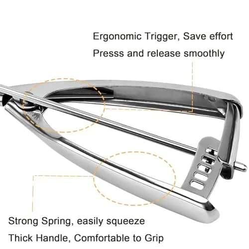 Saebye Large Cookie Scoop 2.7 oz | Food-Grade Stainless Steel, Ergonomic Trigger, 2.5 inch Ball, Dishwasher Safe thumbnail 5