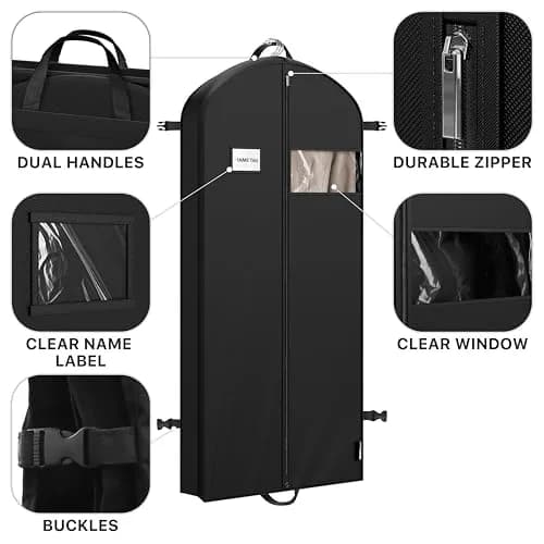 Simple Houseware 60" Travel Garment Bag Heavy Duty Suit Bag | Durable 300D Polyester, Foldable & Breathable thumbnail 4