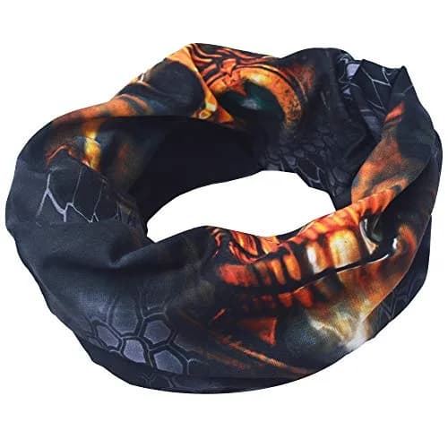 Obacle Gold Face Single Green Eye Skull Face Mask - Seamless 3D Tube Bandana for Dust & Sun Protection thumbnail 3