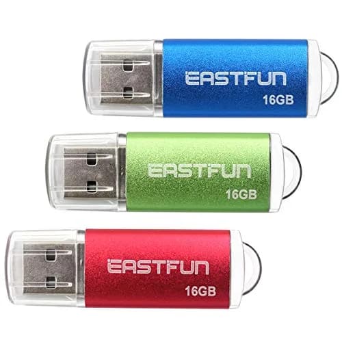 EASTFUN 3 Pack 16GB USB 2.0 Flash Drive with LED Indicator | Metal Casing, Plug & Play, Compatible with Windows & Mac thumbnail 1