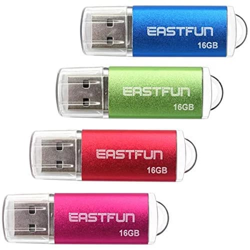 EASTFUN 4 Pack 16GB USB 2.0 Flash Drive with LED Indicator | 4 Colors: Rose/Red/Green/Blue thumbnail 1