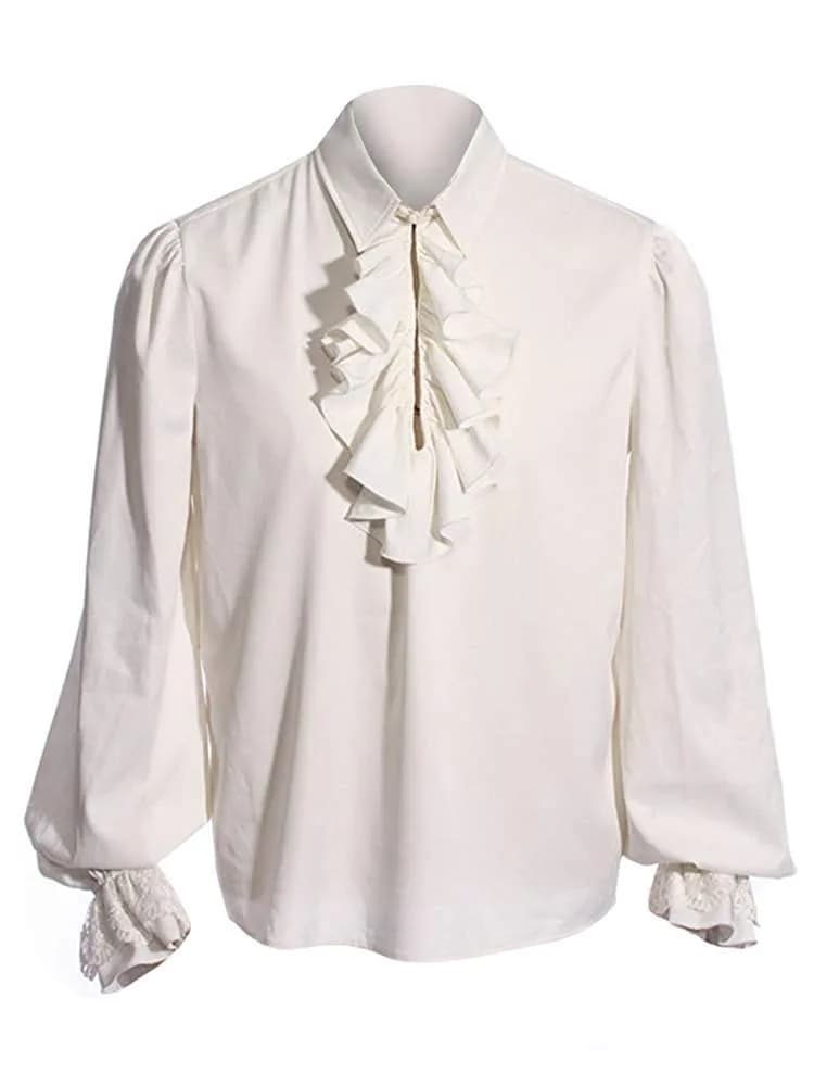 Runcati Mens Pirate Shirt Ruffle Victorian Renaissance Medieval Poet Shirts | Medieval Pirate Costume, Long Sleeve, Breathable Rayon - main product image