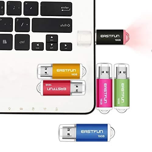 EASTFUN 5 Pack 16GB USB 2.0 Flash Drive with LED Indicator | 5 Colors, Plug & Play, Data Storage & Transfer thumbnail 4