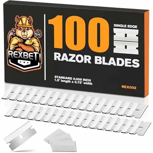 REXBETI 100 Pack Single Edge Razor Blades | Heavy-Duty Steel for Household & Industrial Use thumbnail 1