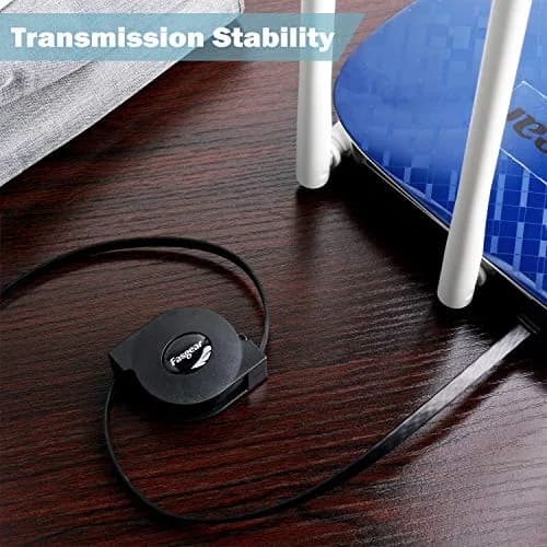 Fasgear Retractable Cat6 Ethernet Cable 1.1m (3.6ft) Black | 10Gbps High-Speed Network Cord thumbnail 4