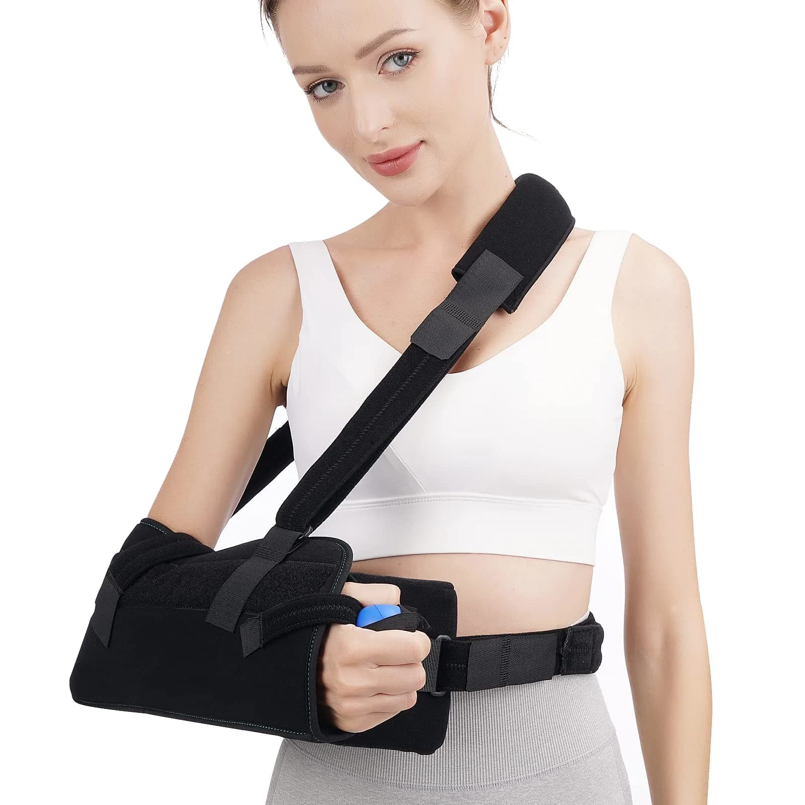 TANDCF Bestlife Shoulder Abduction Sling with Pillow & Exercise Ball, Black, 41cm (16") | Immobilizer for Injury Support - main product image