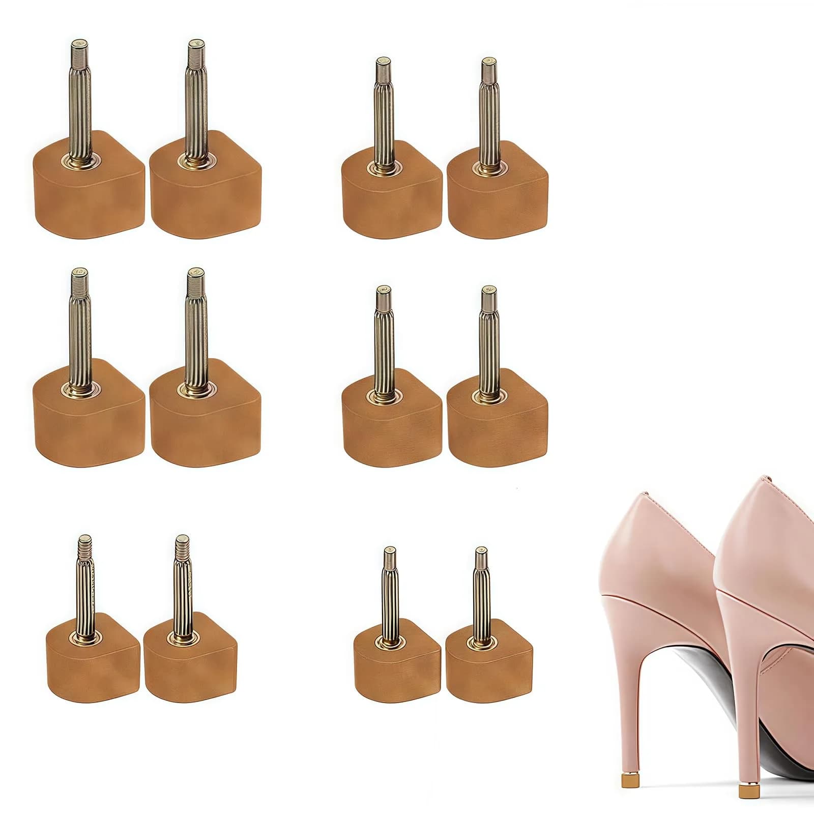 TUPWEL High Heel Repair Protectors 8mm 9mm 10mm U-Shaped Beige | Anti-Slip & Noise Reduction