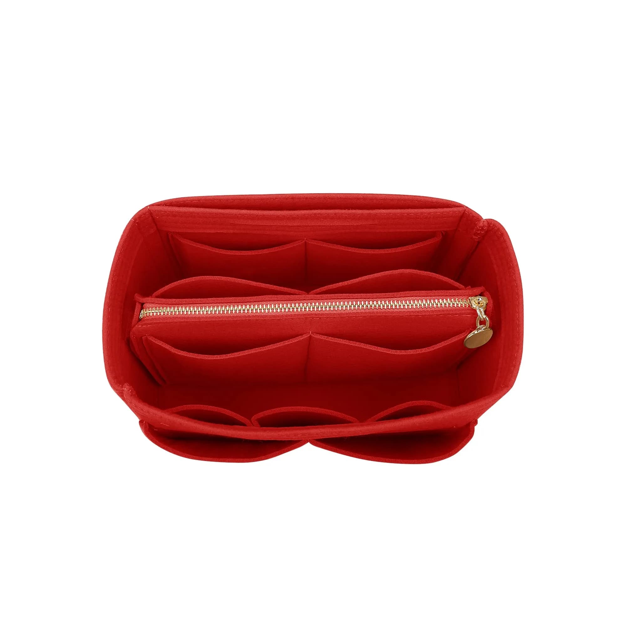LEXSION Felt Purse Bag Organizer Insert with Zipper, Beige XL | Keeps Handbags Shipshape — Red / Large