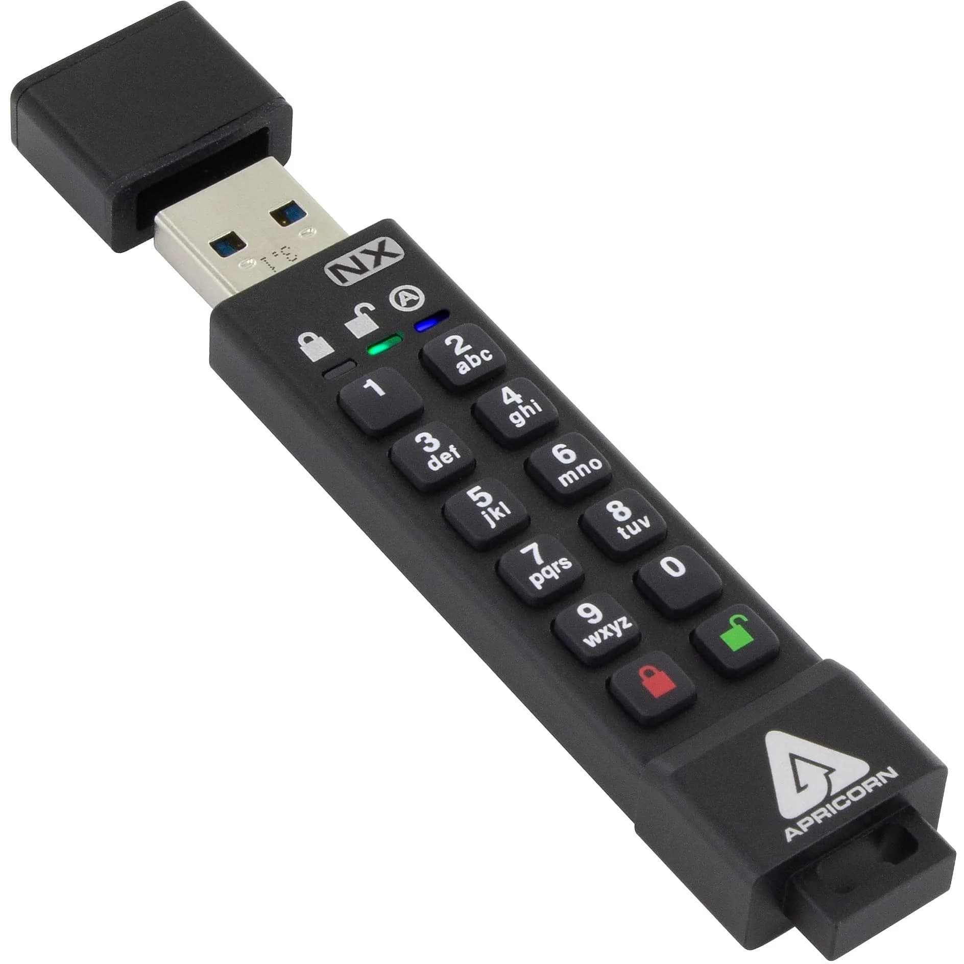 Apricorn Aegis Secure Key 3 NX 64GB USB 3.0 Flash Drive | FIPS 140-2 Level 3 Validated — Black