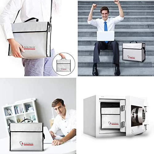 ROLOWAY Fireproof Document & Money Bag 38cm (15" x 12" x 5") | Water Resistant & Easy-Carry thumbnail 6