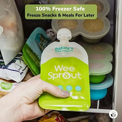 WeeSprout Double Zipper Reusable Food Pouches (6-Pack, Green) | Leakproof & Freezer-Safe for Homemade Baby Food thumbnail 5