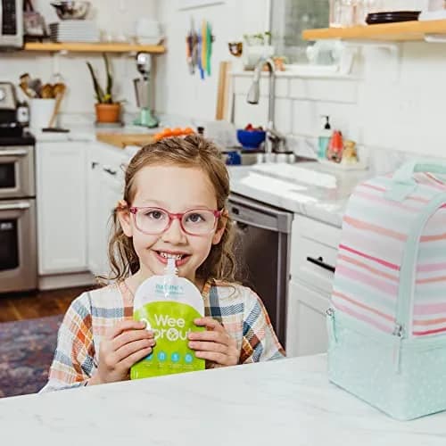 WeeSprout Double Zipper Reusable Food Pouches (6-Pack, Green) | Leakproof & Freezer-Safe for Homemade Baby Food thumbnail 2