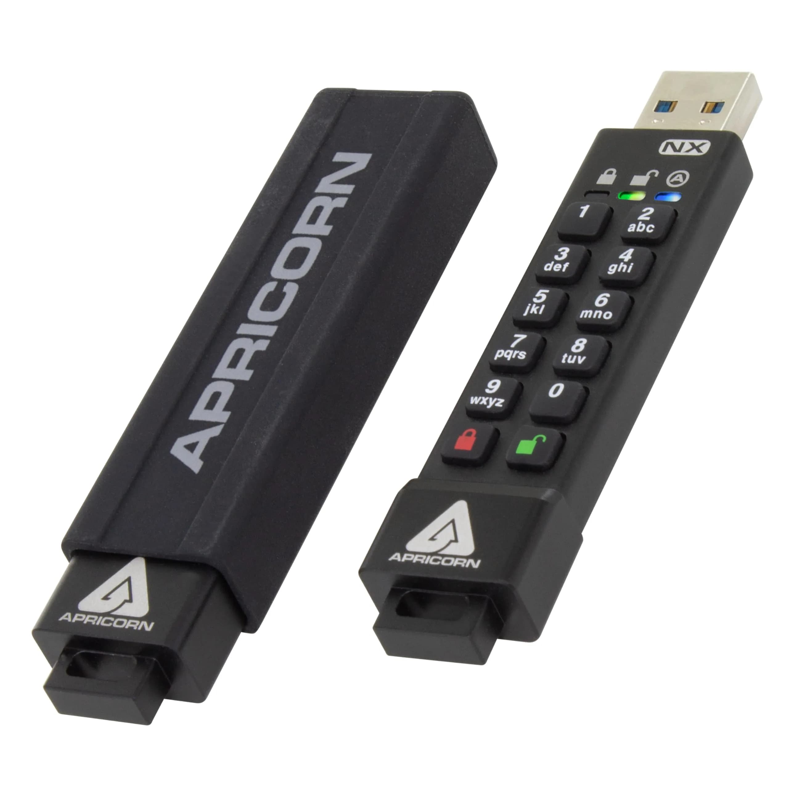 Apricorn Aegis Secure Key 3 NX 64GB USB 3.0 Flash Drive | FIPS 140-2 Level 3 Validated — Black