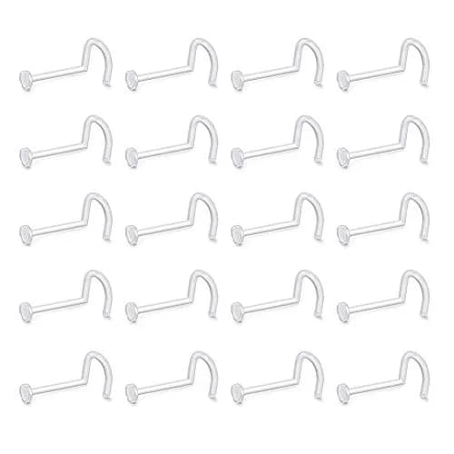 D.Bella 20g Clear Bioflex Nose Rings Stud Retainer | Hypoallergenic, Comfortable, Suitable for All Ages thumbnail 1