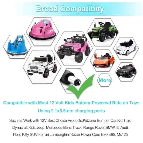 FLHFULIHUA 12 Volt Battery Charger for Kids Ride on Toys | Universal Charger for Best Choice, Kid Trax, Dynacraft, ETL Listed thumbnail 4