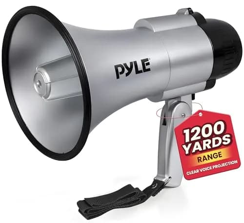 Pyle Portable Megaphone Speaker Siren Bullhorn 30W 1200 Yards Range | Voice & Siren Modes thumbnail 1