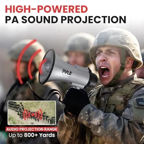 Pyle Portable Megaphone Speaker Siren Bullhorn 30W 1200 Yards Range | Voice & Siren Modes thumbnail 2