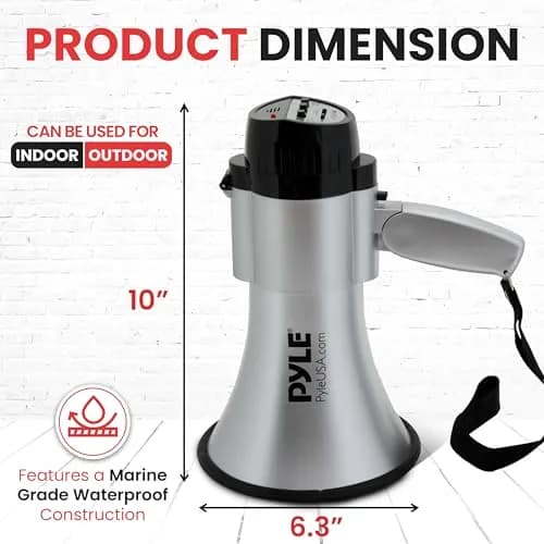 Pyle Portable Megaphone Speaker Siren Bullhorn 30W 1200 Yards Range | Voice & Siren Modes thumbnail 3