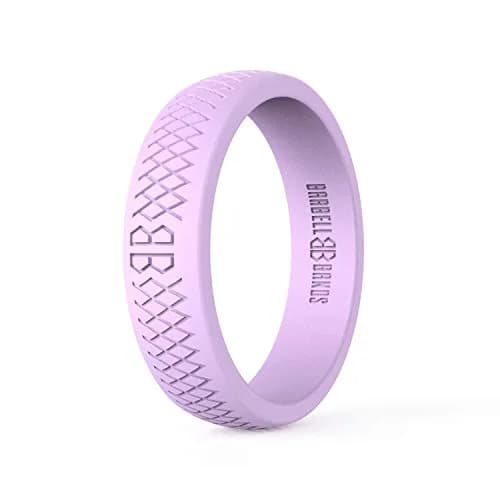 Barbell Bands Silicone Wedding Ring for Women | Premium Rubber Band for Fitness, Lifting, Active Lifestyle - Comfortable and Durable Lilac Size 9 thumbnail 1