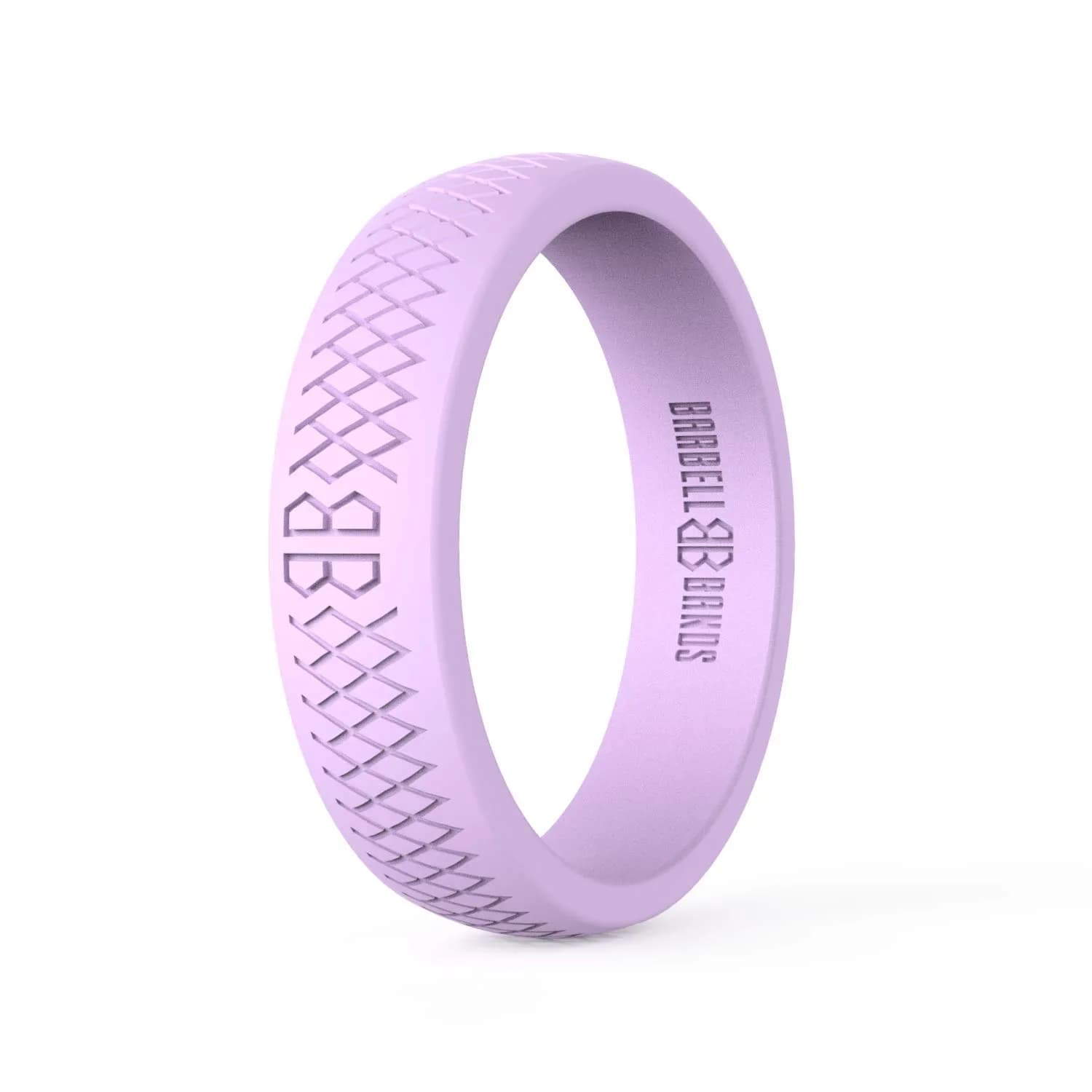 Barbell Bands Silicone Wedding Ring for Women | Premium Rubber Band for Fitness, Lifting, Active Lifestyle - Comfortable and Durable Lilac Size 9