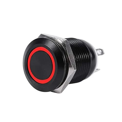 Keenso 12mm Momentary Push Button Switch with Red LED Light | 12V Metal Self-Resetting Switch for Cars & Electronics thumbnail 1