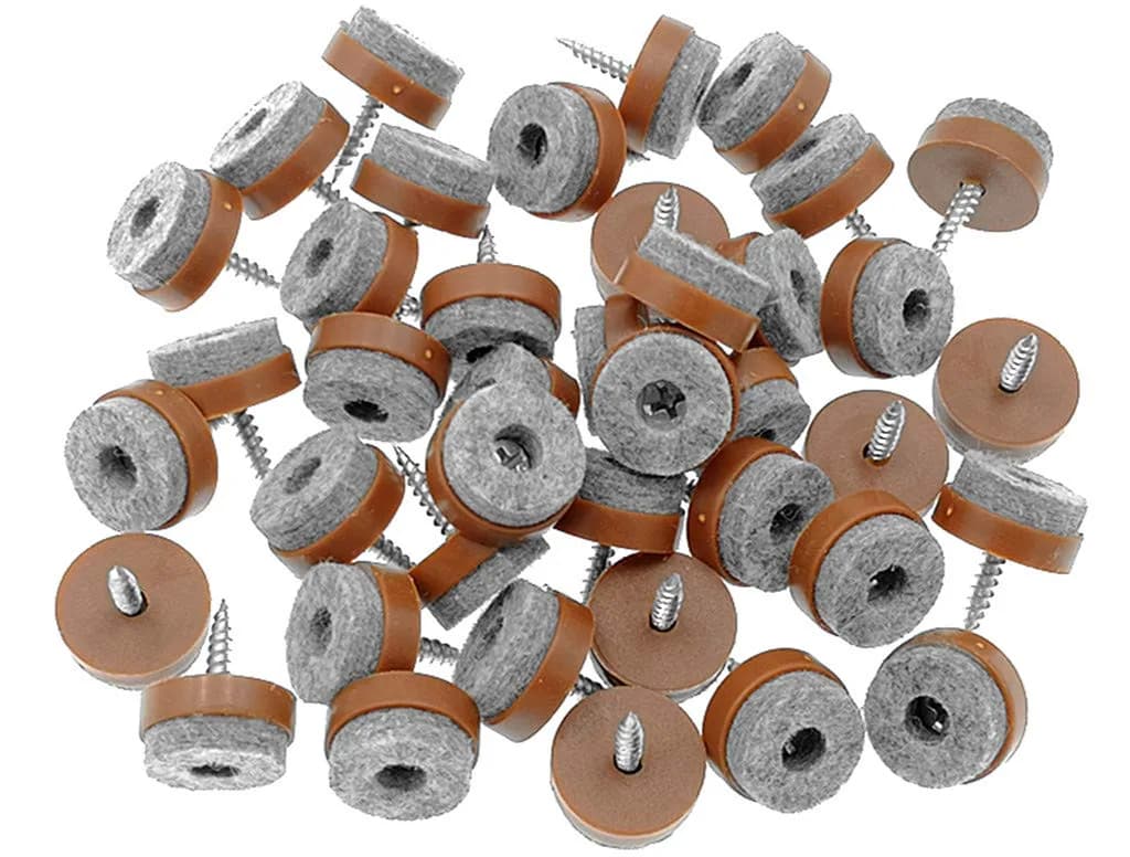 ALIMITOPIA Screw-on Furniture Felt Pads 28mm (1.1") Black | Protects Floors & Furniture Legs — 24mm(Brown)