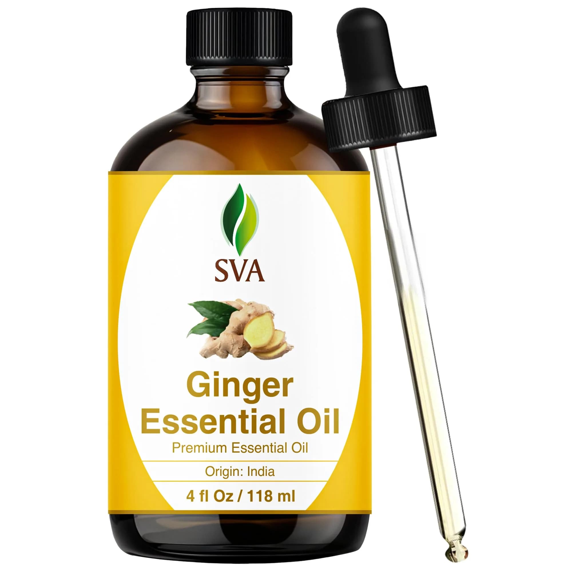 SVA ORGANICS Organic Ginger Essential Oil 4 Fl Oz (118 mL) - Single Bottle Pack