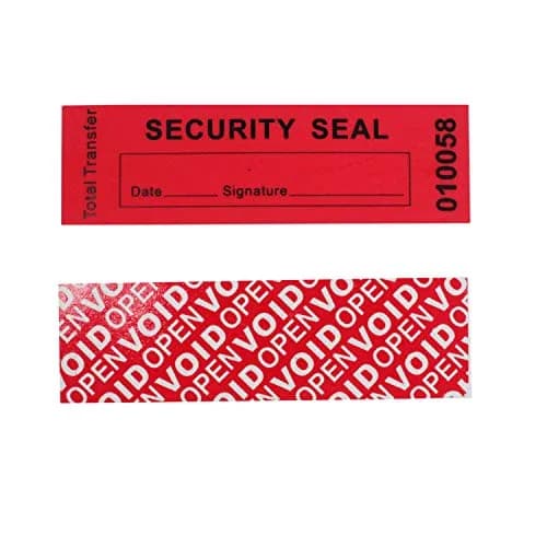TamperSeals Group Red 1" x 3.35" Tamper Proof Security Stickers | Total Transfer & Instant Void Message thumbnail 1