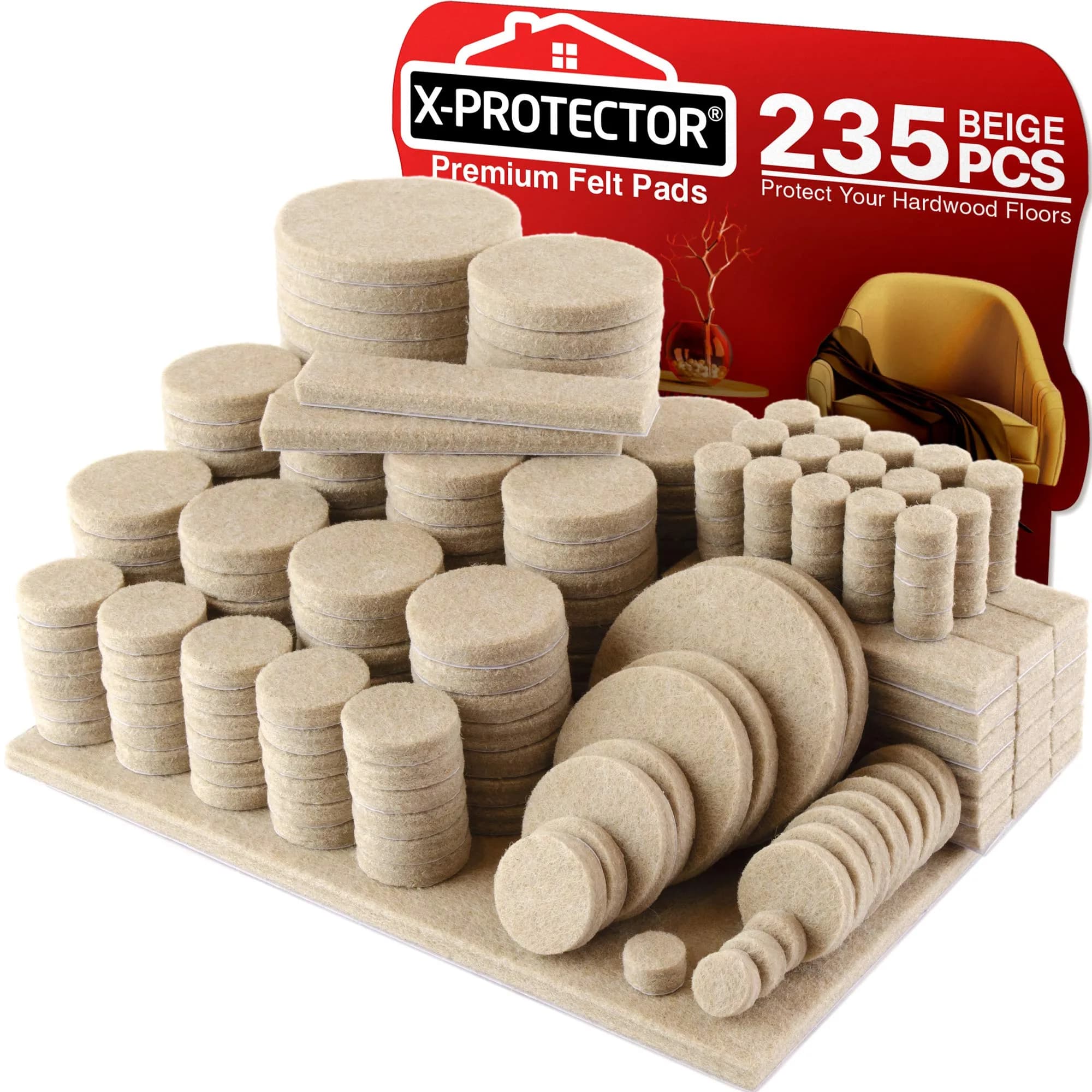 X-Protector 235 PCS Felt Furniture Pads | Heavy Duty Floor Protectors for Hardwood, Laminate & Tile