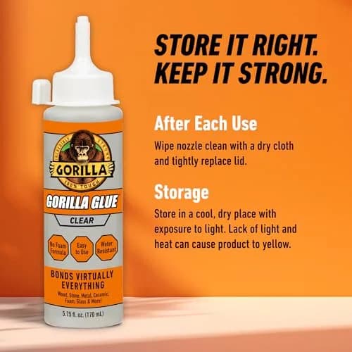 Gorilla Crystal Clear Glue, All Purpose, 5.75 oz Bottle | Strong, Discreet Bonding Solution thumbnail 7