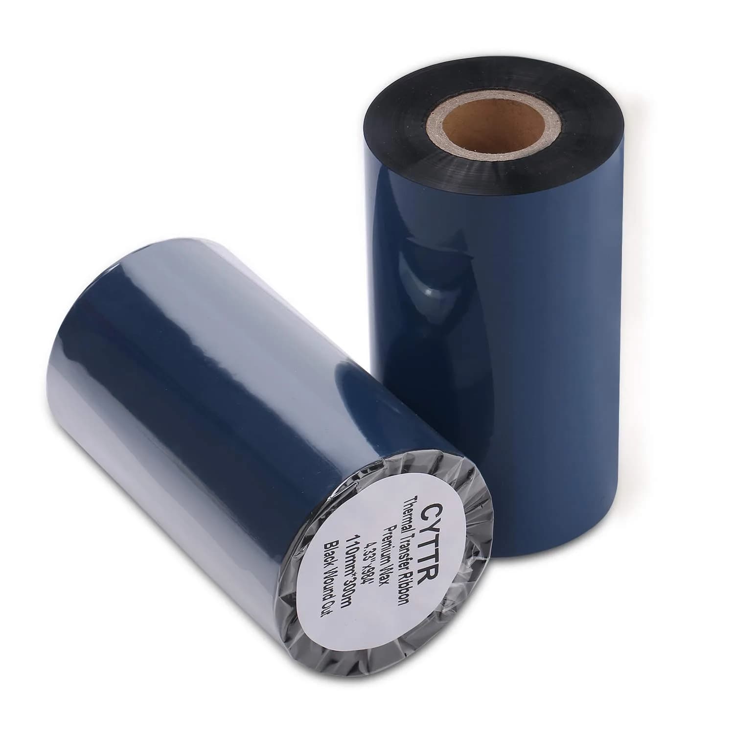 CYTTR Thermal Transfer Ribbon 110mm x 300m (4.33" x 984") Black | Premium Resin-Enhanced Wax for Zebra, Datamax, Sato Printers