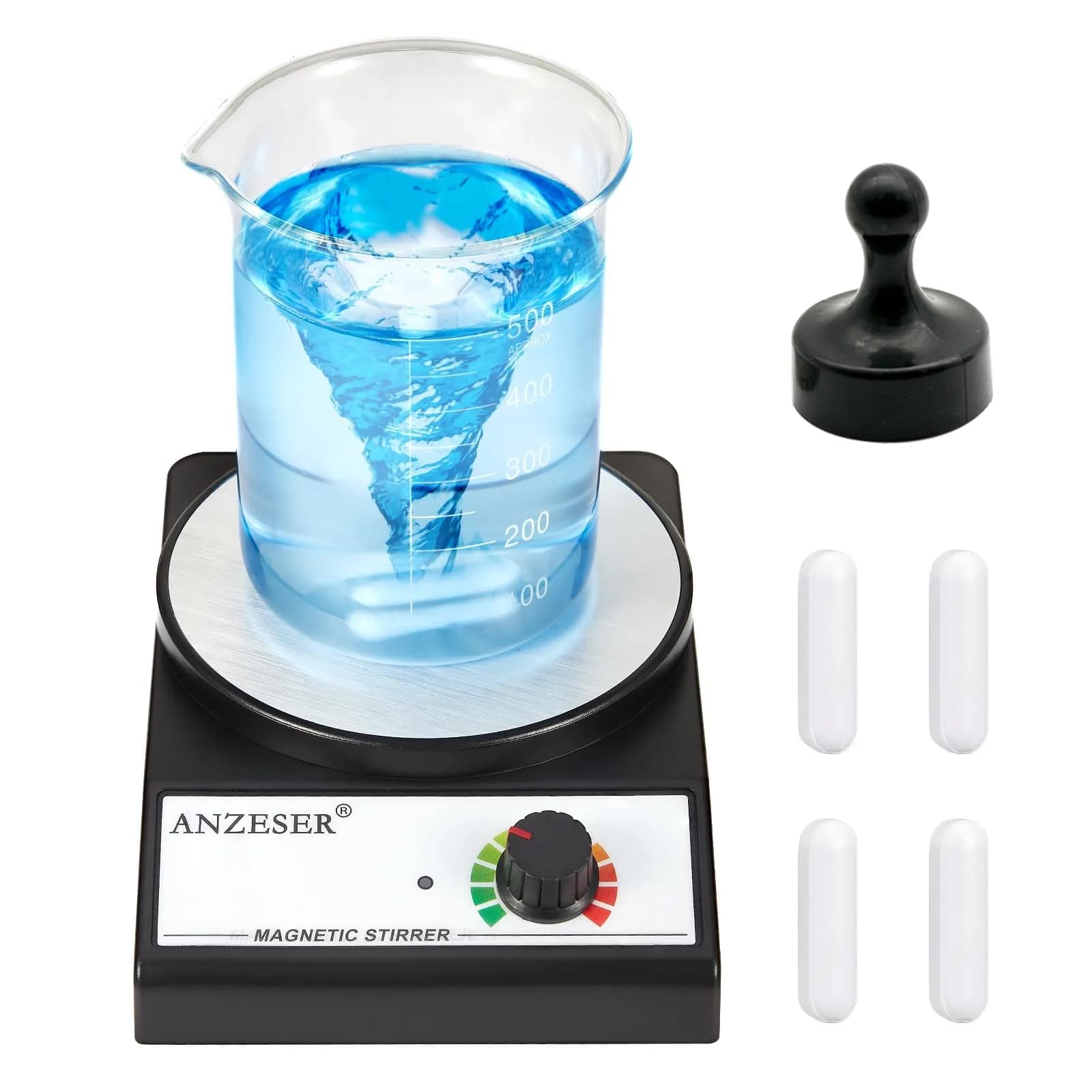 ANZESER Magnetic Stirrer Set with 4 Stir Bars & Retriever, 3000ml Capacity, 3000 RPM Speed | Corrosion-Resistant Aluminum Plate - main product image