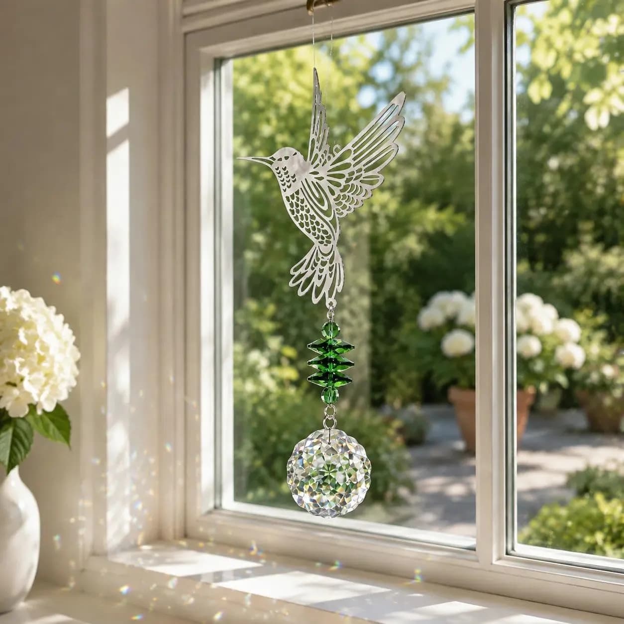 H&D HYALINE & DORA Crystal Dragonfly Suncatcher 21 cm (8.2 inches) | Rainbow Maker Window Hanging Pendant Decor — Crystal Hummingbird Pendant