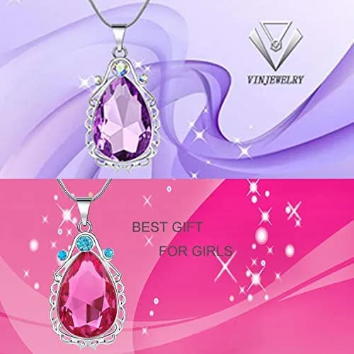 Vinjewelry Sofia the First Amulet and Elena Princess Necklace Twin Sister Teardrop Necklace Set (16-18 inches) thumbnail 2