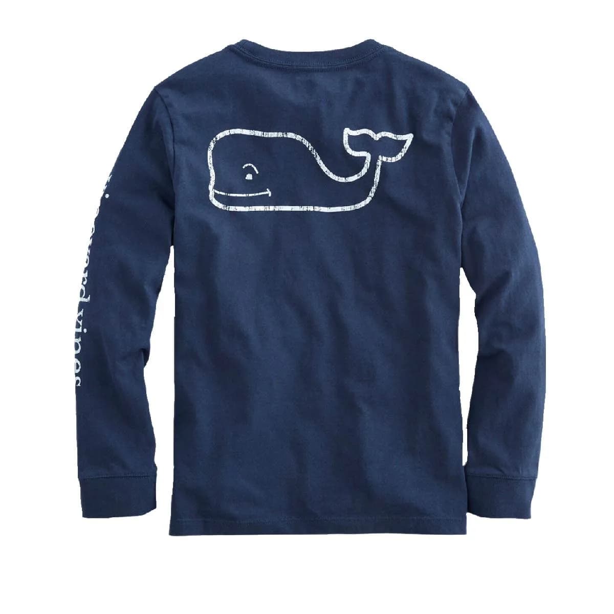 vineyard vines Boys' Long Sleeve Vintage Whale Pocket T-Shirt, Blue Blazer, Large | Classic Vintage Style for Boys
