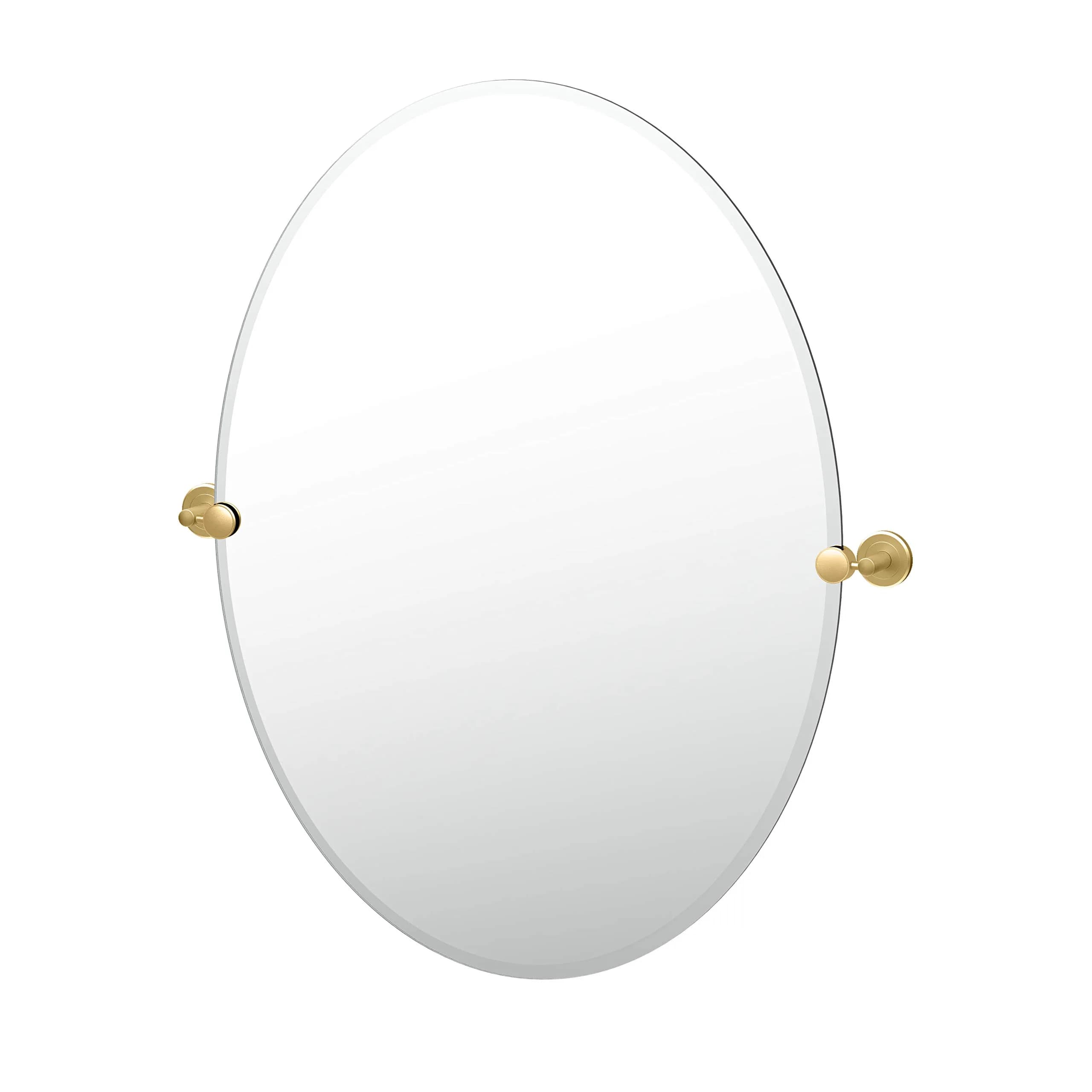 Gatco Latitude II Oval Mirror Brushed Brass 32"H x 28.5"W | Designer Wall Mirror - main product image