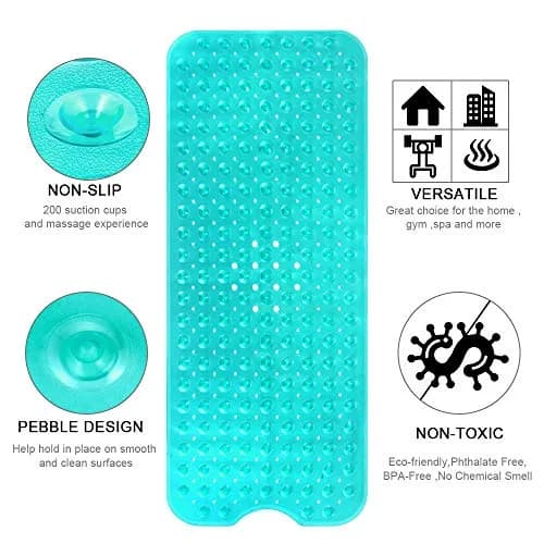 YINENN Bath and Shower Safety Mats 40x16 inch | Non Slip with Suction Cups for Bathroom, Extra Large, Machine Washable, Green thumbnail 5