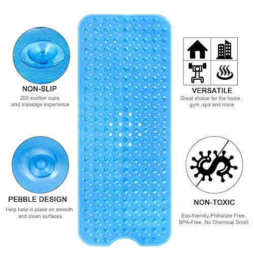 YINENN Bath and Shower Safety Mat 40x16 inch | Non Slip with Suction Cups for Bathroom & Tub thumbnail 6