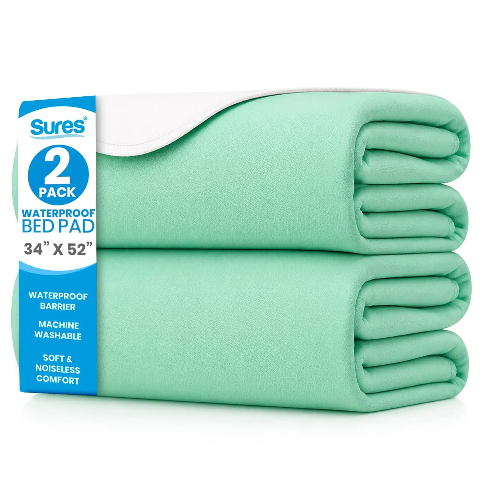 SURES Washable Waterproof Bed Pad Mattress Protector 86cm x 91cm (34" x 36") | Reusable Incontinence Surface Protector — 34" x 52"