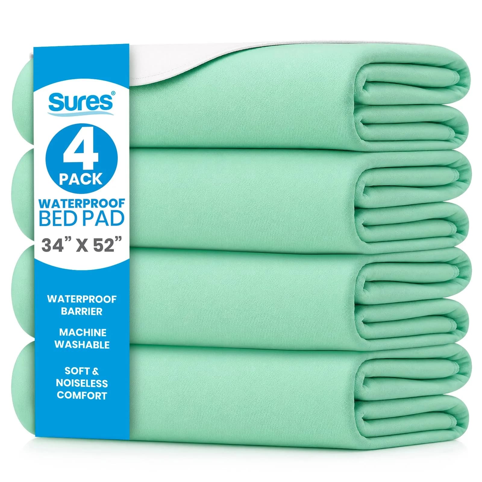 SURES Washable Waterproof Bed Pad Mattress Protector 86cm x 91cm (34" x 36") | Reusable Incontinence Surface Protector — 34" x 52"