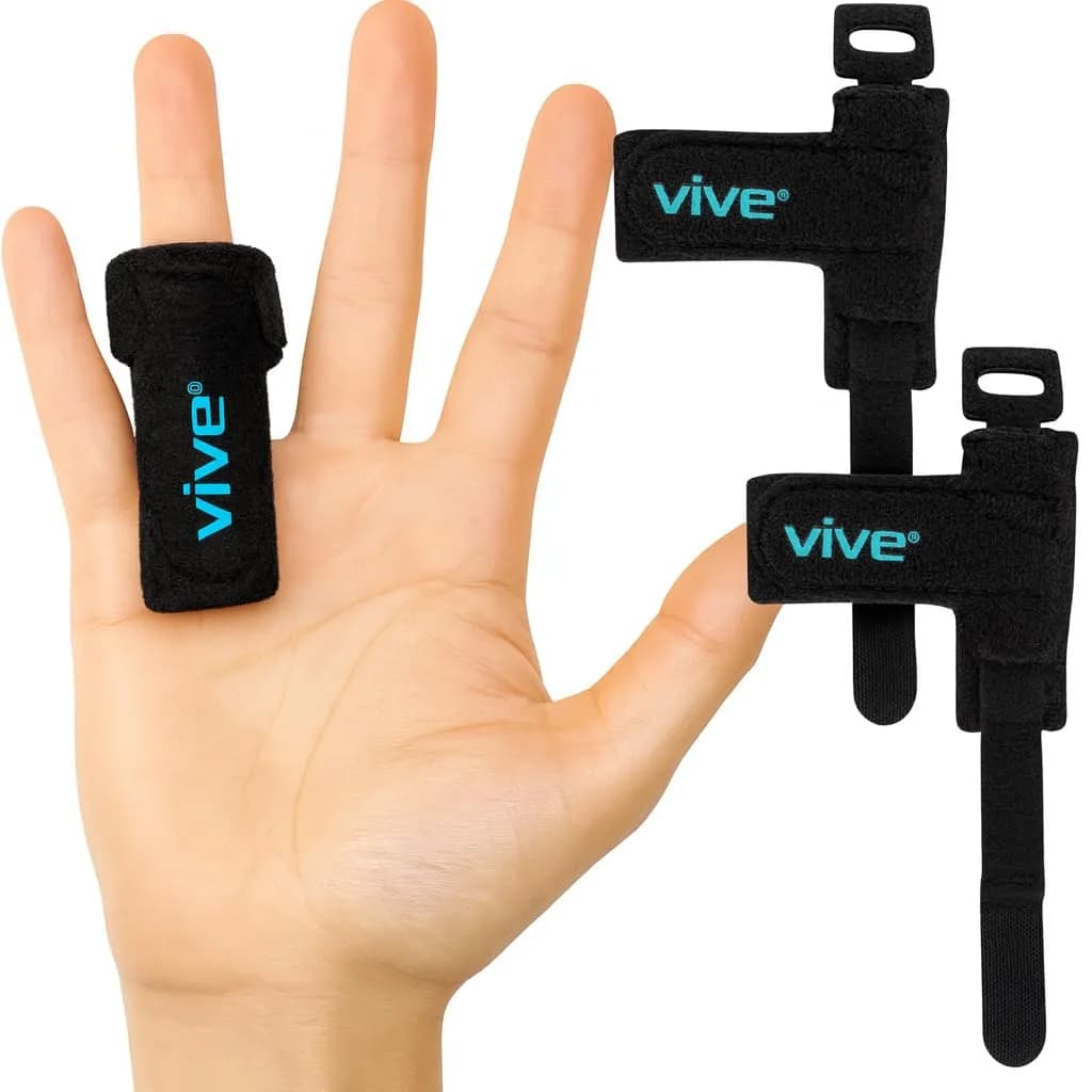 Vive Trigger Finger Splint Brace for Straightening Curved, Bent Fingers & Thumb | 2-Pack Black, Adjustable Up to 3.5" (8.9cm)