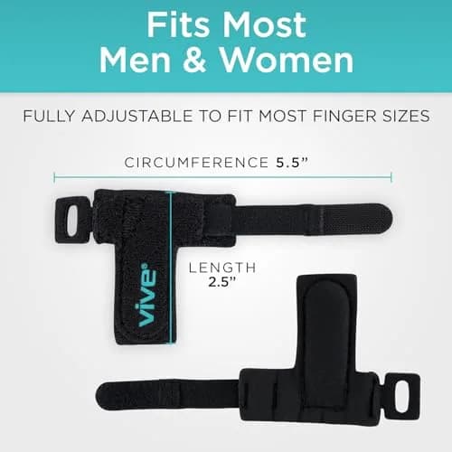 Vive Trigger Finger Splint Brace for Straightening Curved, Bent Fingers & Thumb | 2-Pack Black, Adjustable Up to 3.5" (8.9cm) thumbnail 7