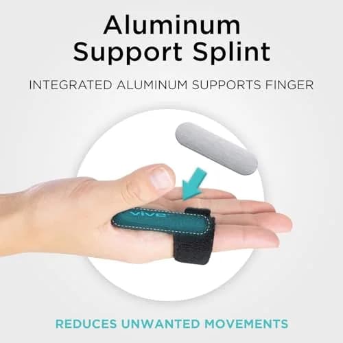 Vive Trigger Finger Splint Brace for Straightening Curved, Bent Fingers & Thumb | 2-Pack Black, Adjustable Up to 3.5" (8.9cm) thumbnail 3