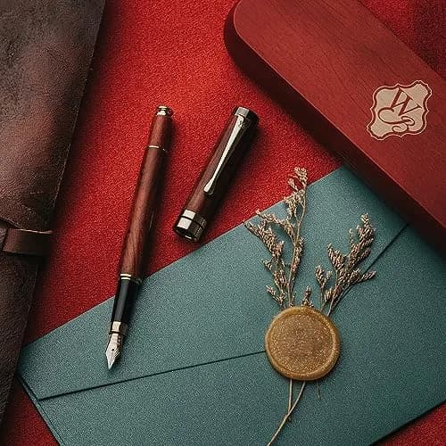 Wordsworth & Black Bamboo Wood Fountain Pen Set with Medium Nib | German Iridium Nib, Luxury Gift Box thumbnail 5