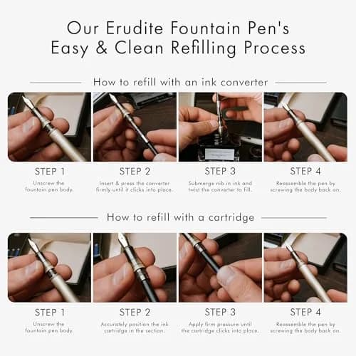 Wordsworth & Black Luxury Fountain Pen Set with Medium Nib, Black Gold | German Iridium Nib thumbnail 9
