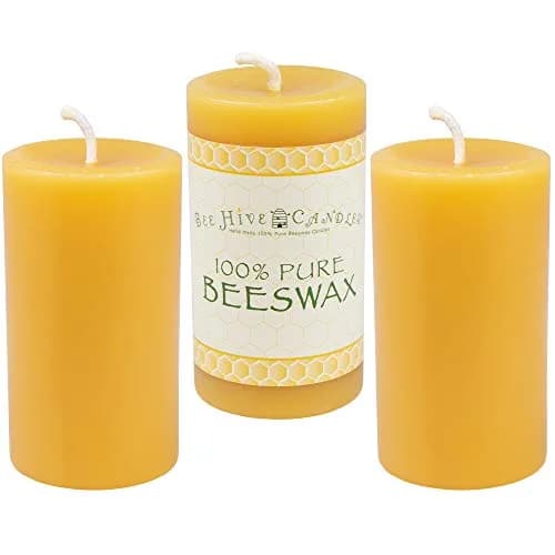Bee Hive Candles 100% Pure Beeswax Pillar Candle (2" x 3" | Natural Honey Scent, 3-Pack) thumbnail 1