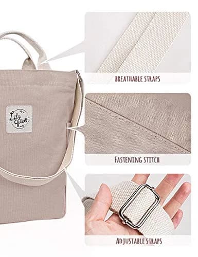 Lily queen Women Canvas Tote Handbag | Casual Hobo Shoulder Bag Crossbody in Taupe Grey thumbnail 6